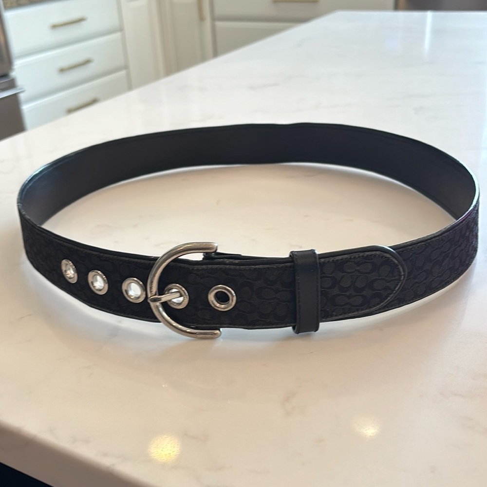 Coach Black Belt with Silver Accents